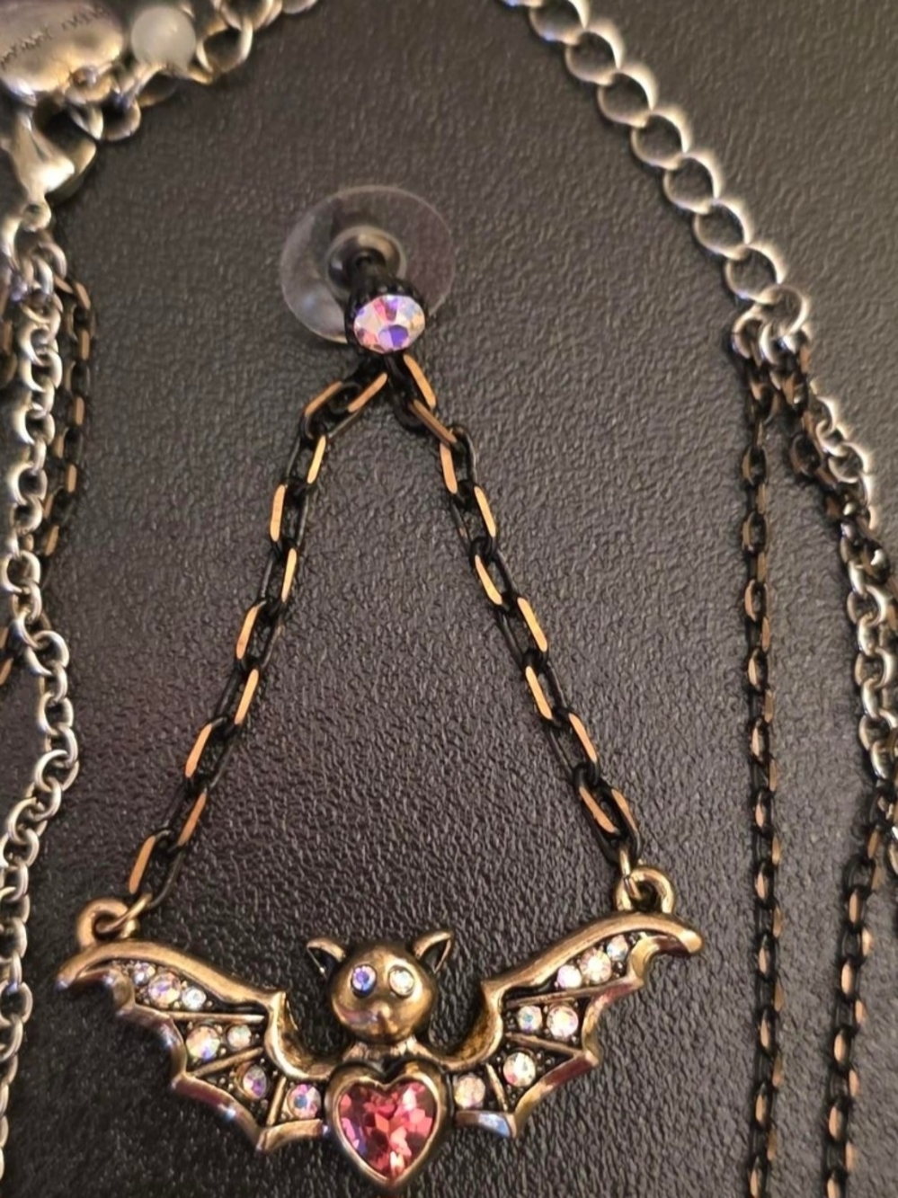 Vintage Betsey Johnson Creepy Critters Bat & Spider Necklace & Earrings Rare - Picture 6 of 9